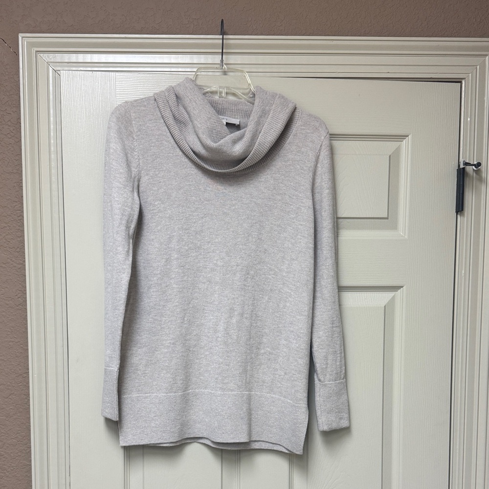 Loft taupe cowl neck tunic sweater
